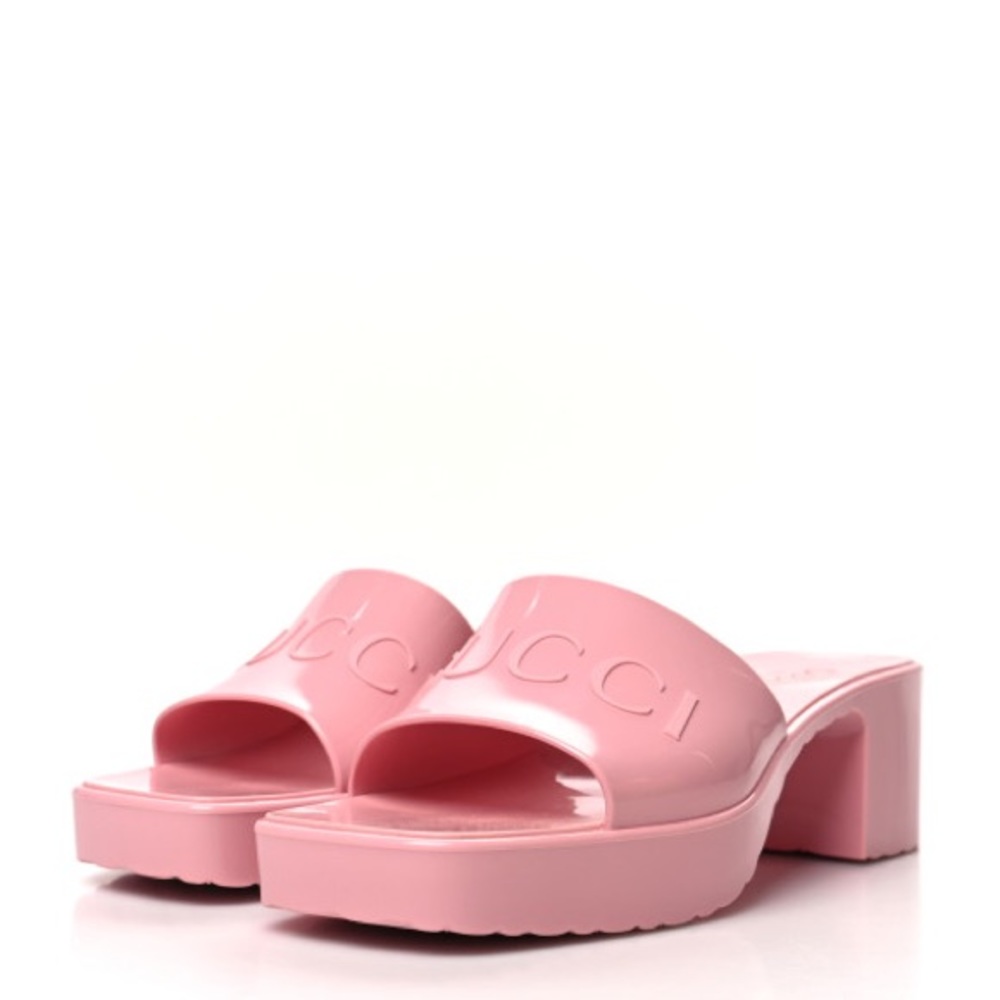 Authentic pink gucci platform slide sandals like new